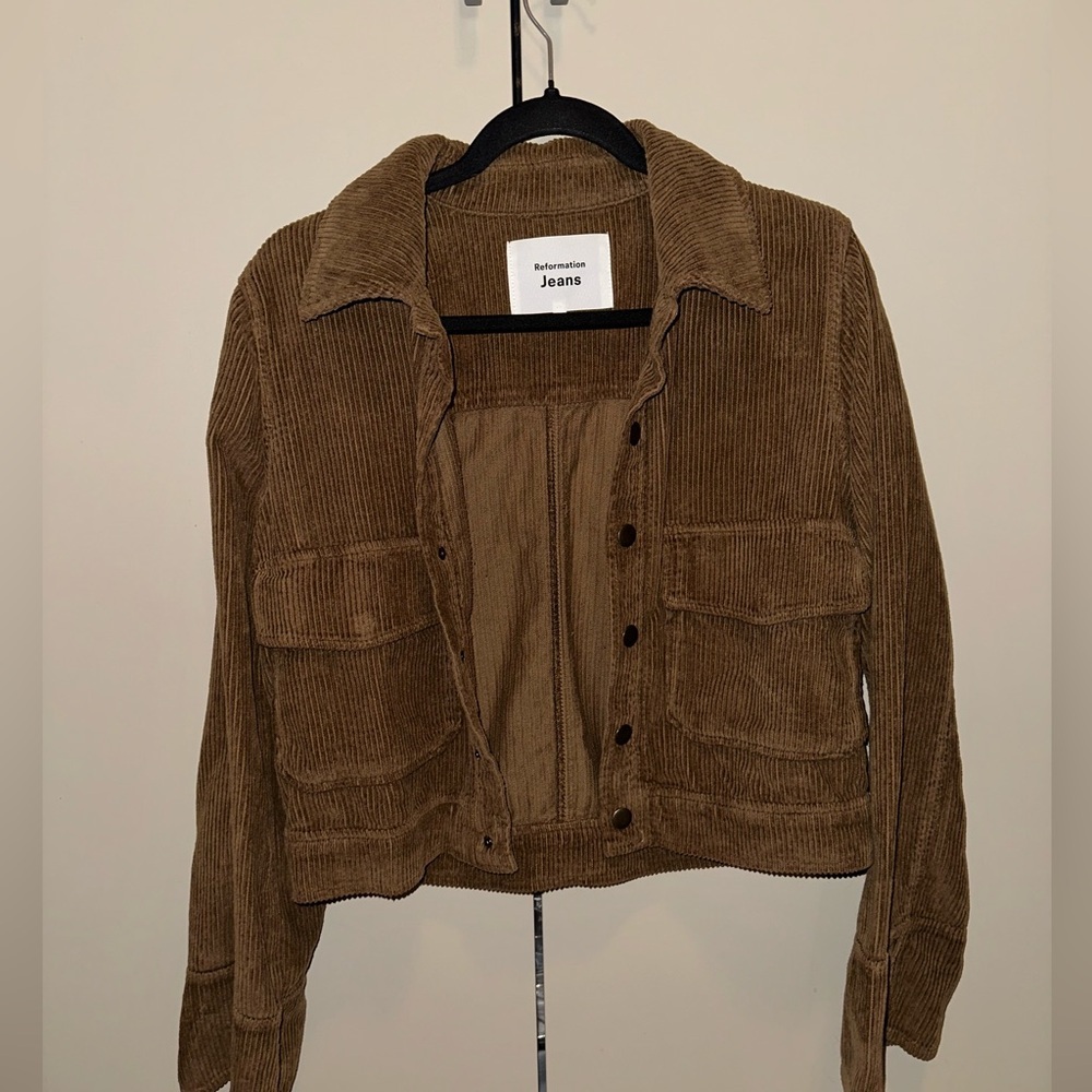 Reformation Michele Brown Corduroy Flight Jacket Size Medium - Picture 2 of 6